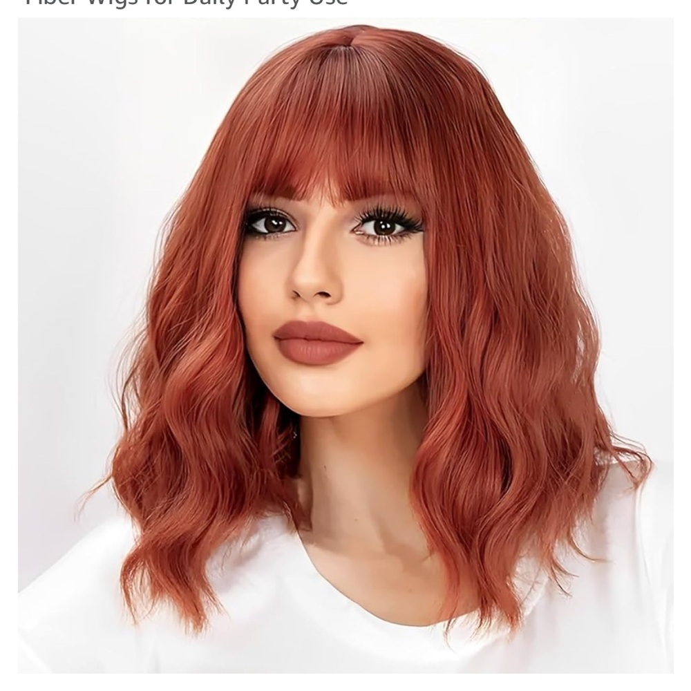 Red Wavy Hair Accessory with Fringe